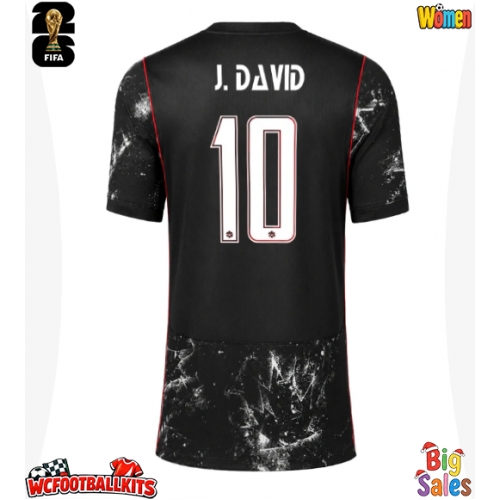 Canada Jonathan David #10 Replica Away Stadium Shirt for Women World Cup 2026 Short Sleeve